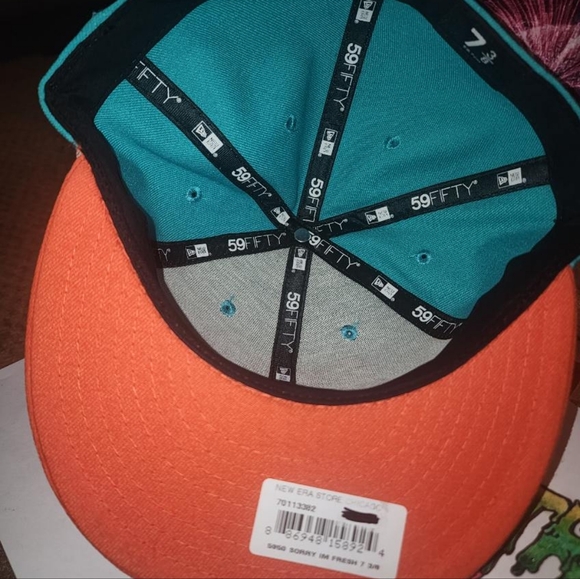 🔥🔥 "Sorry I'm Fresh and You're Not" Cap, New Era, 7 3/8", Sea Green w Orange🔥 - Picture 4 of 4